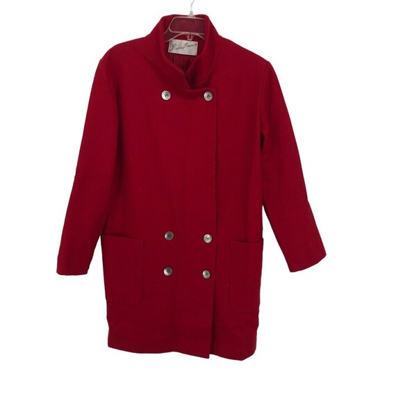 Beau Brem Jackets & Blazers - Vintage 80s Red Wool Mod Pea Mock Neck Mother of Pearl Button Beau Brem Coat USA